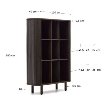 Tmavohnedá skrinka v dekore jaseňa s posuvnými dverami 110x140 cm Mailen – Kave Home - Image 7