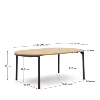 Okrúhly rozkladací jedálenský stôl v dekore duba ø 120 cm Montuiri – Kave Home - Image 9