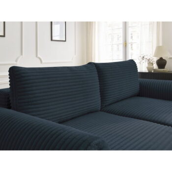 Tmavomodrá menčestrová rozkladacia pohovka 257 cm Lucien – Bobochic Paris - Image 2