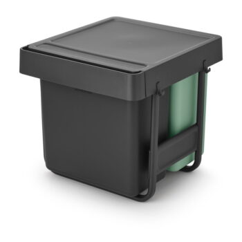 Dotykový plastový odpadkový kôš na triedený odpad v mentolovo-tmavosivej farbe 40 l Sort&Go – Brabantia – Obrázok 4