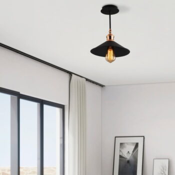 Čierne závesné svietidlo s kovovým tienidlom ø 24 cm Berceste – Opviq lights - Image 3