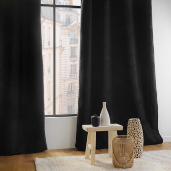 Čierny záves z materiálu buklé 140x240 cm Wooly – douceur d'intérieur - Image 3