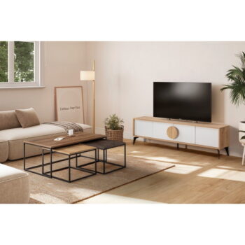 Konferenčné stolíky v súprave 3 ks v prírodnej farbe 60x110 cm Camelia – Marckeric - Image 4