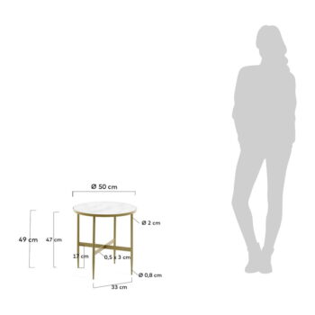 Okrúhly odkladací stolík s doskou v dekore mramoru ø 50 cm Elisenda – Kave Home - Image 4