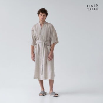 Béžový ľanový župan veľkosť L/XL Summer - Linen Tales - Image 2