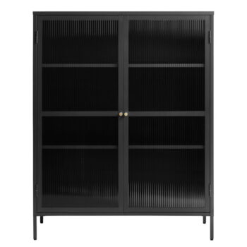 Čierna kovová vitrína 111x140 cm Bronco – Unique Furniture