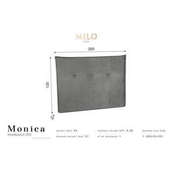 Tyrkysovomodré čelo postele 200x120 cm Monica – Milo Casa – Obrázok 6