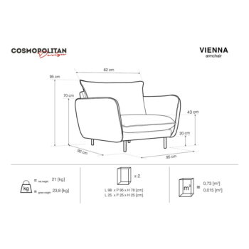 Tmavosivé kreslo Cosmopolitan Design Vienna - Image 4