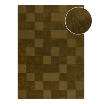 Kaki ručne tkaný vlnený koberec 160x230 cm Checkerboard – Flair Rugs