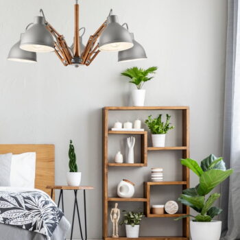 Sivo-hnedé stropné svietidlo s kovovým tienidlom ø 15 cm Marcello – LAMKUR – Obrázok 2