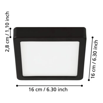 Čierne LED stropné svietidlo 16x16 cm FUEVA 5 – EGLO - Image 3