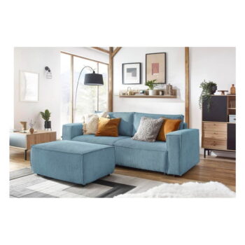 Svetlomodrá menčestrová rozkladacia pohovka 245 cm Nihad – Bobochic Paris - Image 3