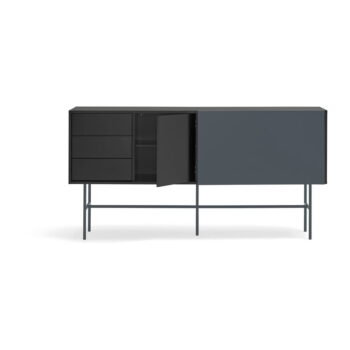 Čierno-antracitová nízka komoda s posuvnými dverami 180x91 cm Nube – Teulat - Image 4