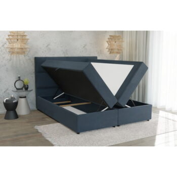 Tmavomodrá boxspring posteľ s úložným priestorom 200x200 cm Lola – Ropez - Image 4