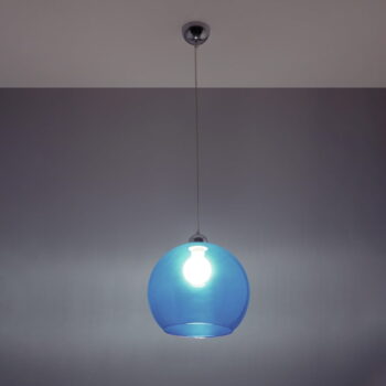 Modré závesné svietidlo so skleneným tienidlom ø 30 cm Bilbao – Nice Lamps - Image 3