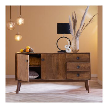 Hnedá nízka komoda z masívneho dreva 152x80 cm Espita – Light & Living - Image 11