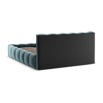 Modrá čalúnená dvojlôžková posteľ s úložným priestorom a roštom 160x200 cm Lupine – Micadoni Home – Obrázok 5
