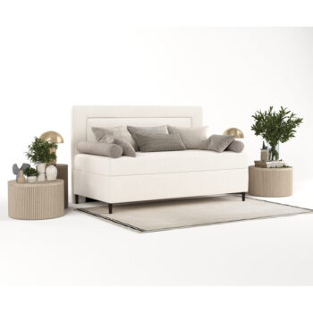 Krémovobiela čalúnená jednolôžková posteľ 90x200 cm Alba – Maison de Rêve - Image 6