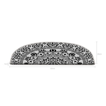 Čierno-biele nášľapy na schody v súprave 16 ks 20x65 cm Anatolian Lace – Vitaus - Image 3