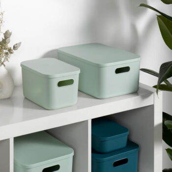 Svetlozelený plastový úložný box s vekom 24x18x8 cm – Homéa - Image 5