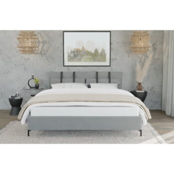 Svetlosivá čalúnená jednolôžková posteľ s roštom 90x200 cm Tulsa – Ropez - Image 4