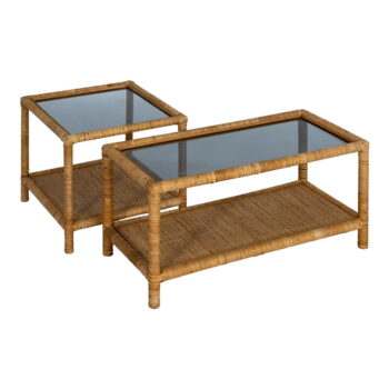Konferenčný stolík so sklenenou doskou v prírodnej farbe 40x90 cm – Ixia - Image 3