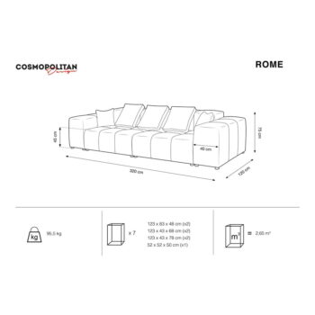 Žltá pohovka 320 cm Rome - Cosmopolitan Design - Image 6