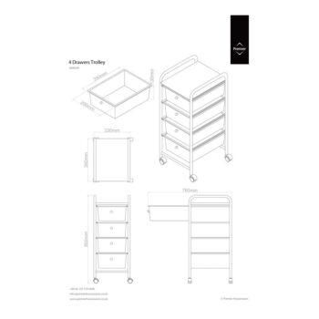 Plastový pojazdný regál v čierno-striebornej farbe 33x79 cm – Premier Housewares - Image 3