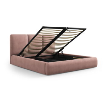 Svetloružová čalúnená dvojlôžková posteľ s úložným priestorom s roštom 160x200 cm Brody – Mazzini Beds – Obrázok 2
