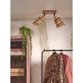 Hnedé stropné svietidlo s bambusovým tienidlom ø 15 cm Java – Good&Mojo – Obrázok 2