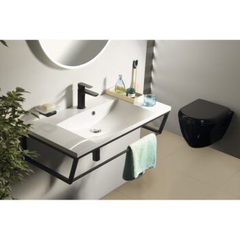 Čierny oceľový závesný podstavec pod umývadlo 60x20 cm Ska – Sapho - Image 2