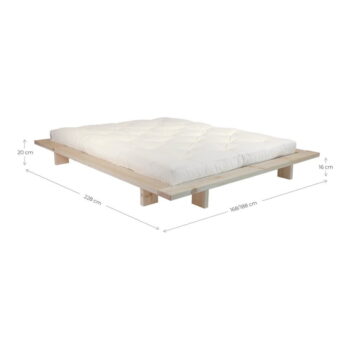 Svetlomodrá dvojlôžková posteľ z borovicového dreva s roštom 180x200 cm Japan – Karup Design - Image 2