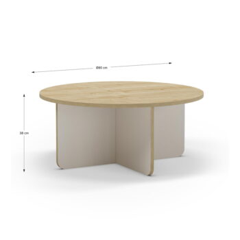 Okrúhly konferenčný stolík v krémovo-prírodnej farbe ø 80 cm Hillary – Marckeric - Image 5