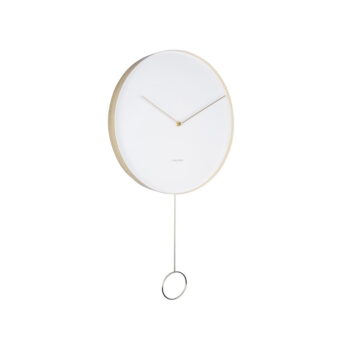 Biele nástenné kyvadlové hodiny Karlsson Pendulum, ø 34 cm
