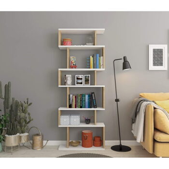 Biela/prírodná knižnica v dekore duba 60x160 cm Bates - Kalune Design – Obrázok 2