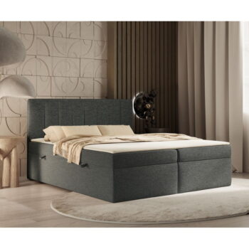 Tmavosivá boxspring posteľ s úložným priestorom 140x200 cm Novento – Maison de Rêve - Image 8