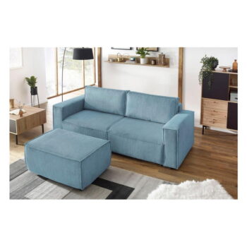 Svetlomodrá menčestrová rozkladacia pohovka 245 cm Nihad – Bobochic Paris - Image 2