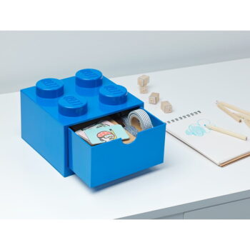 Modrý stolový box so zásuvkou LEGO®, 15 x 16 cm - Image 2