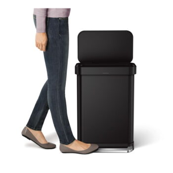 Matne čierny nášľapný oceľový odpadkový kôš 55 l – simplehuman - Image 4