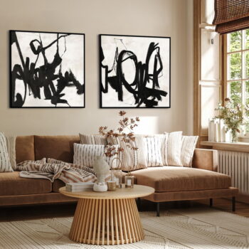 Ručne maľovaný obraz 100x100 cm Playblack 1 – Malerifabrikken - Image 6