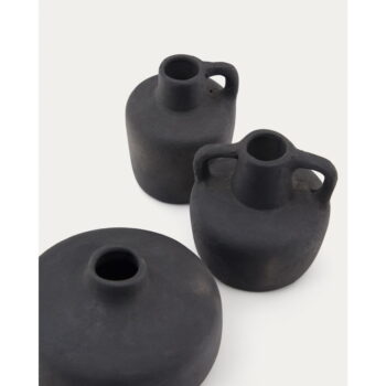 Čierne terakotové vázy v súprave 3 ks (výška 6 cm) Sofra – Kave Home - Image 3