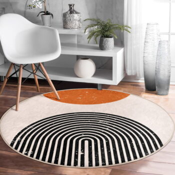 Oranžovo-krémový prateľný okrúhly koberec vhodný pre robotické vysávače ø 80 cm Comfort – Mila Home – Obrázok 4