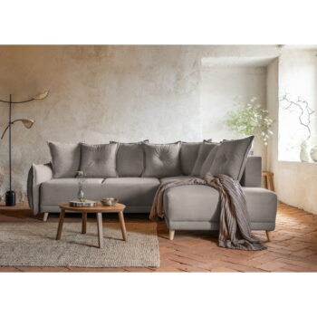 Svetlohnedá menčestrová rozkladacia rohová pohovka (pravý roh) Lazy Lukka – Miuform - Image 7