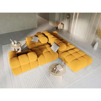 Žltá zamatová pohovka 282 cm Bellis – Micadoni Home - Image 6
