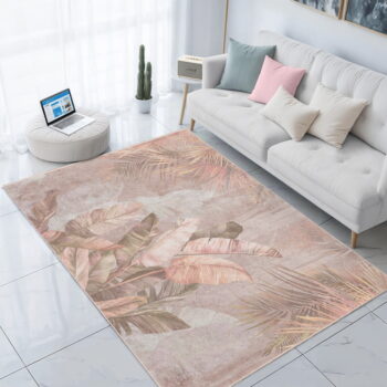 Béžový prateľný koberec 80x150 cm Dusty Leaves – Mila Home - Image 3