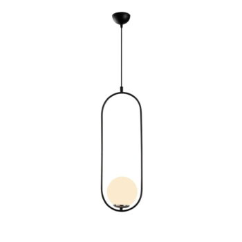 Čierno-biele závesné svietidlo so skleneným tienidlom Mudoni – Opviq lights - Image 2