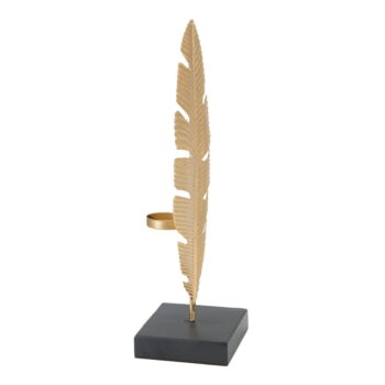 Dekoratívny svietnik v zlatej farbe Mauro Ferretti Feather, výška 34 cm – Obrázok 3