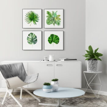 Plagáty v ráme 4 ks 30x30 cm Monstera – Obrázok 2