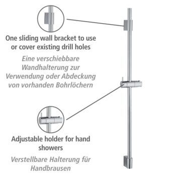 Nástenná sprchová tyč z nerezovej ocele v lesklej striebornej farbe 90 cm Classic - Wenko - Image 3