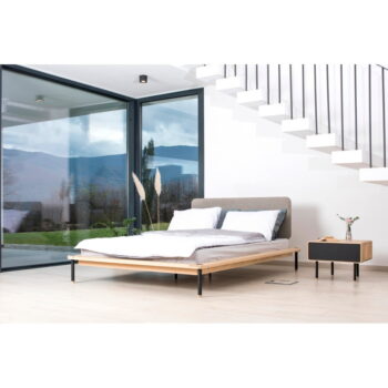 Dvojlôžková posteľ z dubového dreva Gazzda Fina Nero, 160 x 200 cm - Image 5